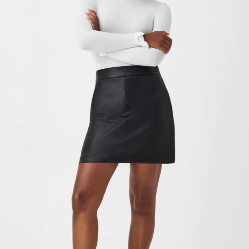 NWT Spanx Leather-Like A-line Mini Skirt